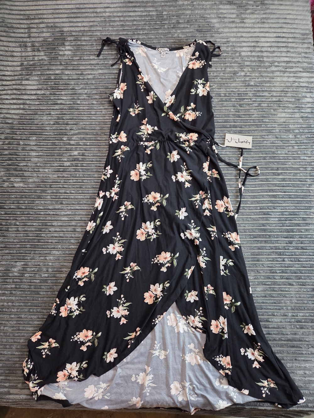 Justify Black Floral Wrap Maxi Dress